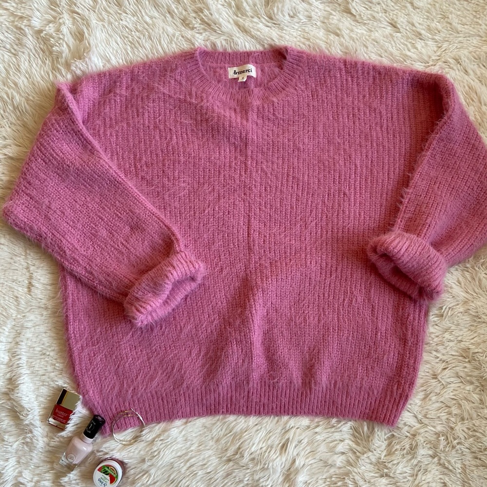 Pink &merci woolen fuzzy knit sweater